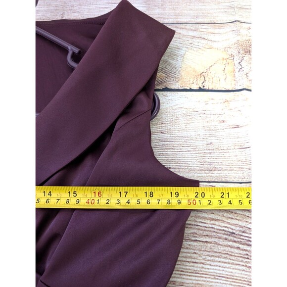Evan Picone Dress Sz 16 Shawl Collar Red Wine Color Elegant Holiday Festive - Picture 7 of 16